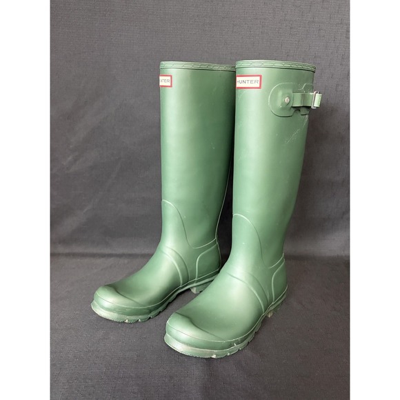 Hunter Rain Boots Womens Size 10 Green Original Tall Rubber Matte Wellington - Picture 1 of 9